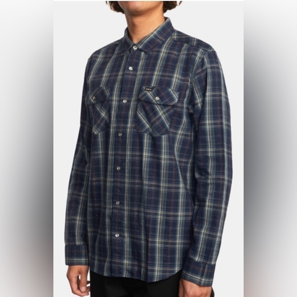 RVCA Neps Plaid Long Sleeve Shirt size S - Picture 1 of 10